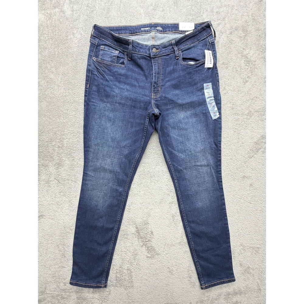 Old Navy Jeans Womens 16 Blue Rockstar Super Skinny Mid Rise Stretch Denim